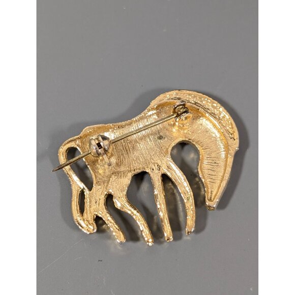 Vintage Gold Tone Zebra Pin Brooch African Safari Tribal - Picture 3 of 6